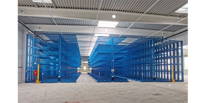 Mobile Cantilever Racking System for thyssenkrupp Materials Hungary