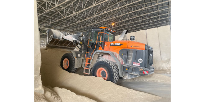 New Doosan Wheel Loader in Ceramic Floor Tile Industry